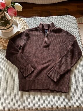 GAP Women's Brown Ribbed Half-Zip Sweater